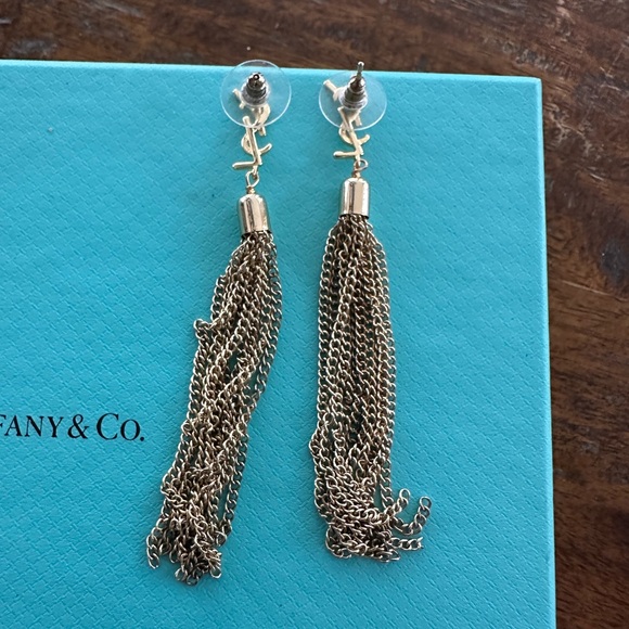 Saint LaurentYSL LouLou Chain Tassel Earrings — Gold Tone